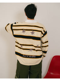 WIDE BORDER KNIT SH -NAVY-