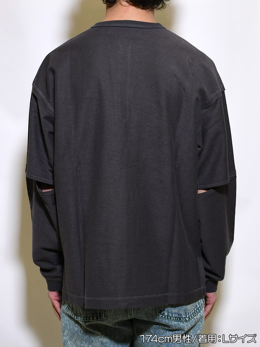 OPPOSITE L/S TEE -CHARCOAL-