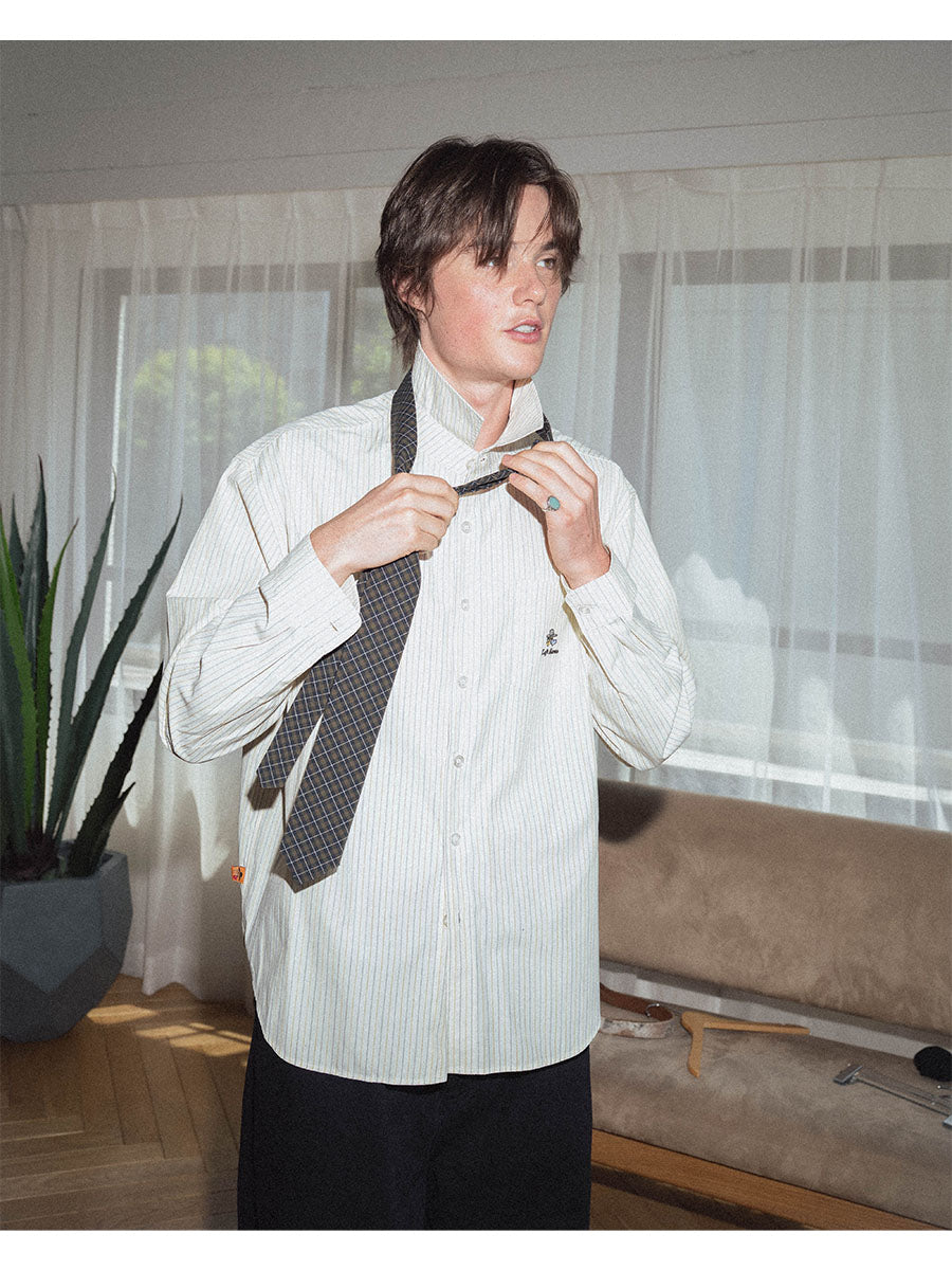 TIE L/S SHIRT -BLUE-