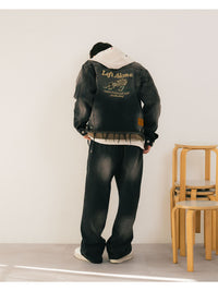 RAW WAVE DENIM PANTS -BLACK-