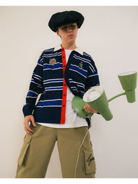 WIDE BORDER KNIT SH -LIGHT BLUE-