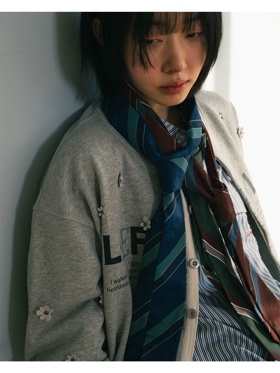 FLOWER GARDEN CARDIGAN -NAVY-