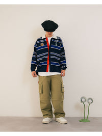 WIDE BORDER KNIT SH -LIGHT BLUE-