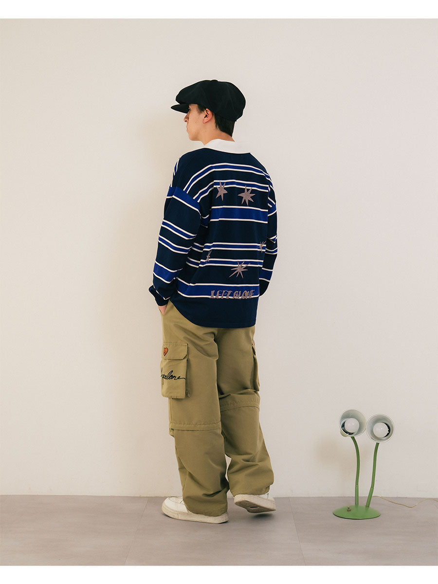 WIDE BORDER KNIT SH -NAVY-