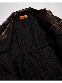 FAKE LEATHER JKT -BROWN-