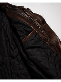 FAKE LEATHER JKT -BROWN-