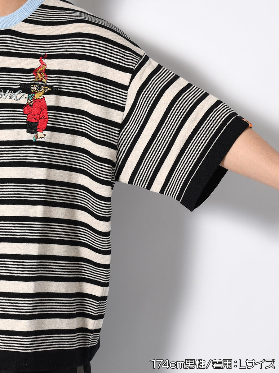 BORDER S/S TEE -BLACK-
