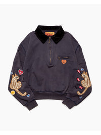 HALF ZIP SWEAT -CHARCOAL-