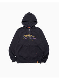 LEOPARD ZIP PARKA -NAVY-