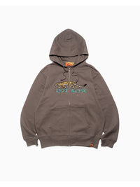 LEOPARD ZIP PARKA -CHARCOAL-