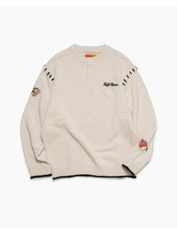 HENLEY STITCH KNIT -IVORY-