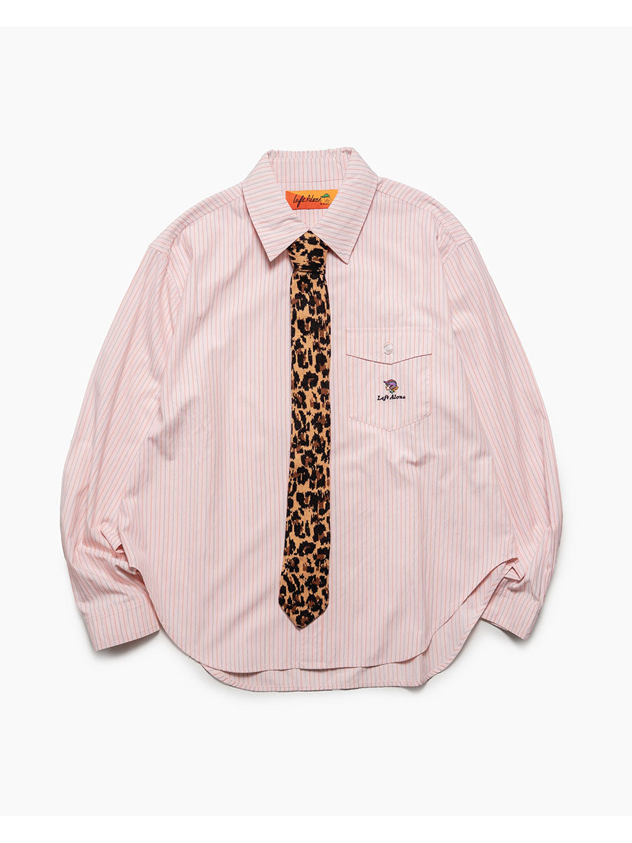 KNIT TIE LS SHIRT -STRIPE2(PINK)-