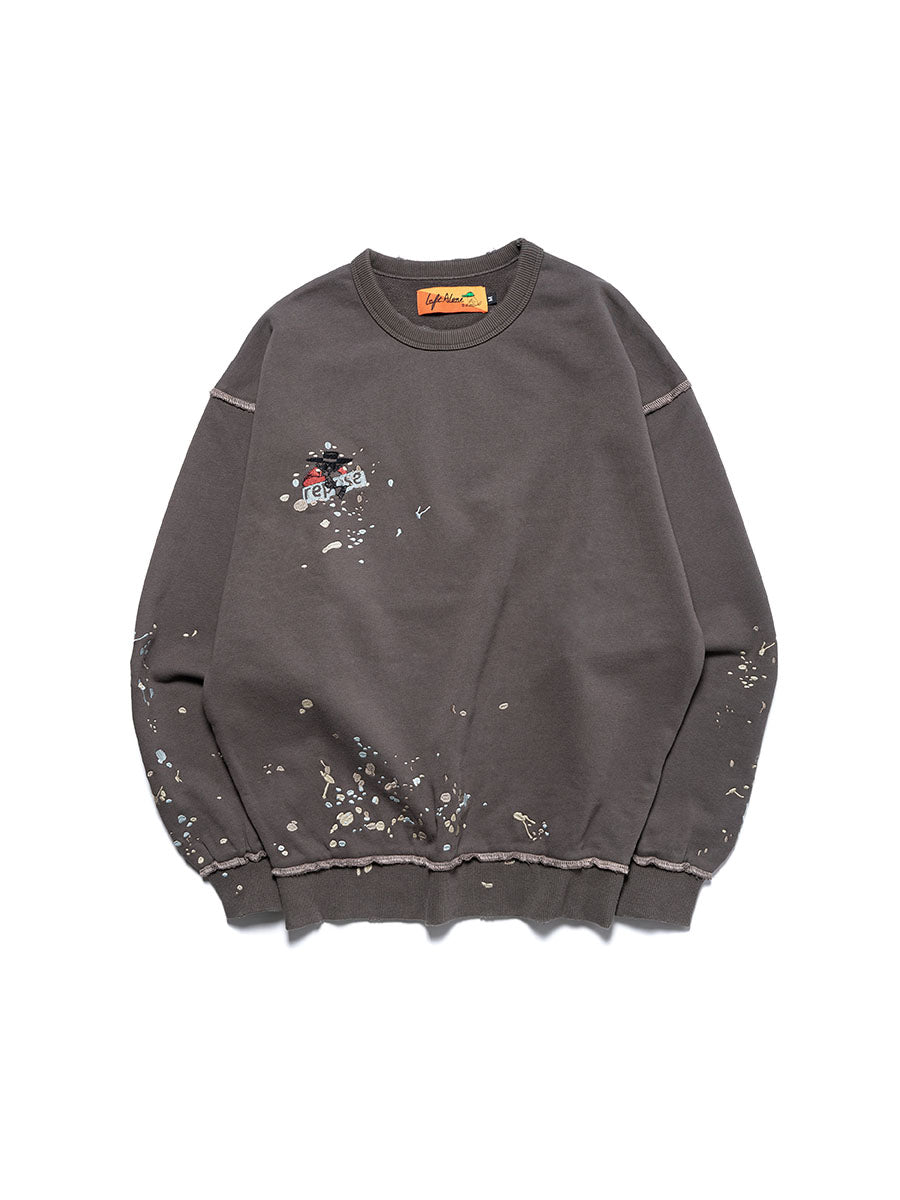 LEFT ALONE EMB PAINT SWEAT -CHARCOAL- – LEFT ALONE OFFICIAL ONLINE 