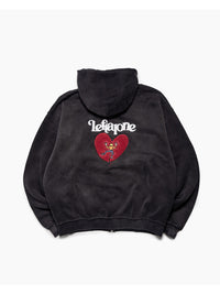 HEART ZIP PARKA -BLACK-