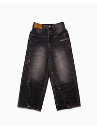 RAW WAVE DENIM PANTS -BLACK-
