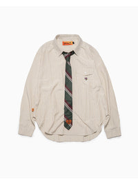 TIE STRIPE LS SHIRT -BEIGE-