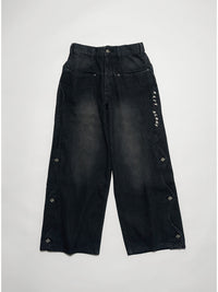 WAVE DENIM PANTS -BLACK-