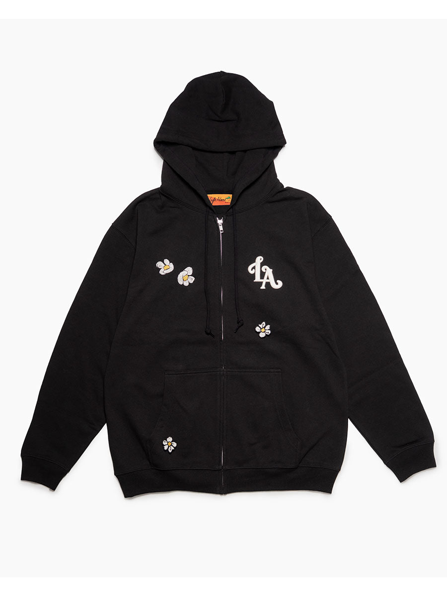 FLOWER ZIP PARKA -BLACK-