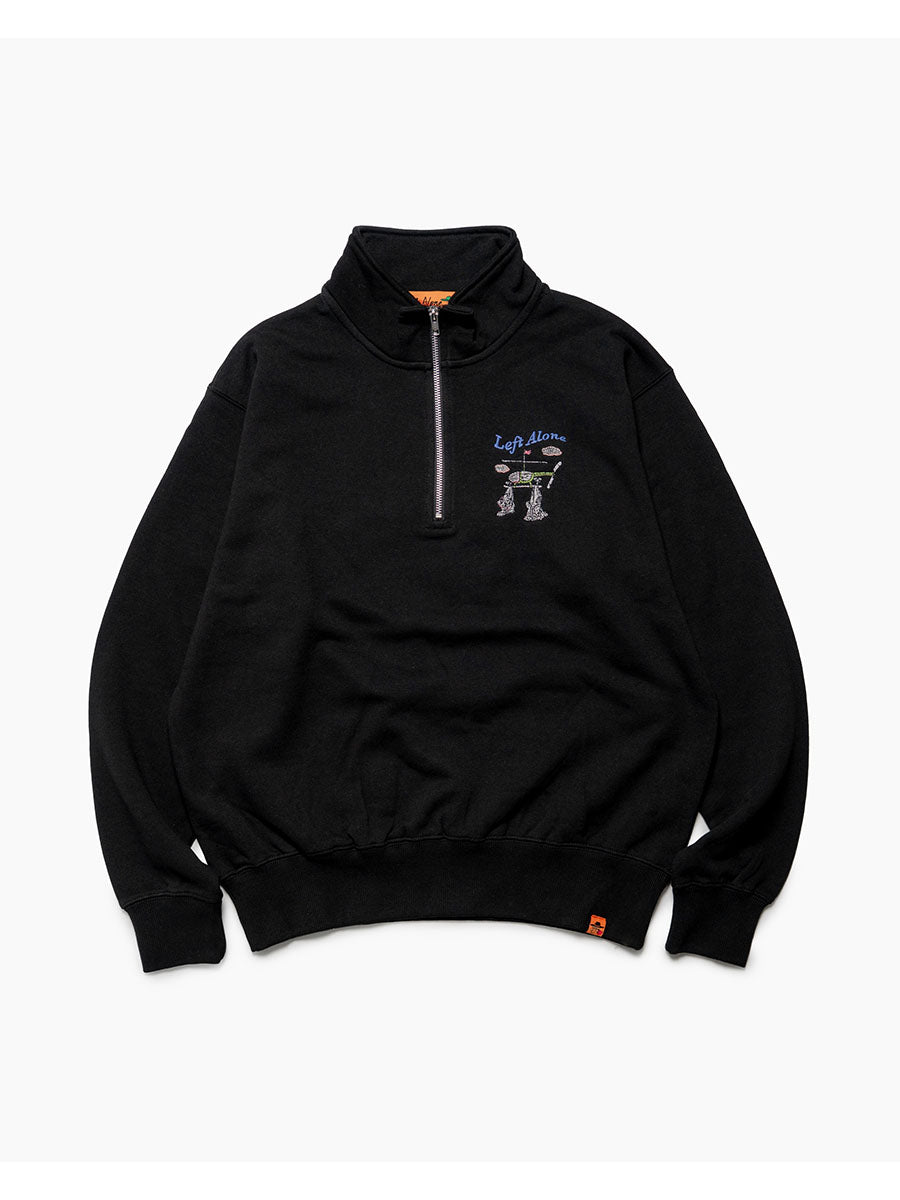HALF ZIP SWEAT -BLACK-