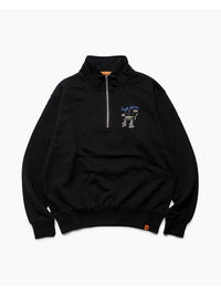 HALF ZIP SWEAT -BLACK-