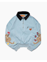 HALF ZIP SWEAT -LIGHT BLUE-