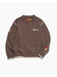 HENLEY STITCH KNIT -GREIGE-
