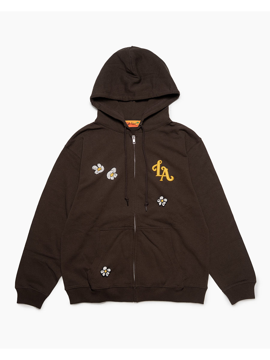 FLOWER ZIP PARKA -BROWN-