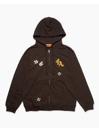 FLOWER ZIP PARKA -BROWN-