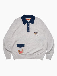 KNIT POLO -GREY-