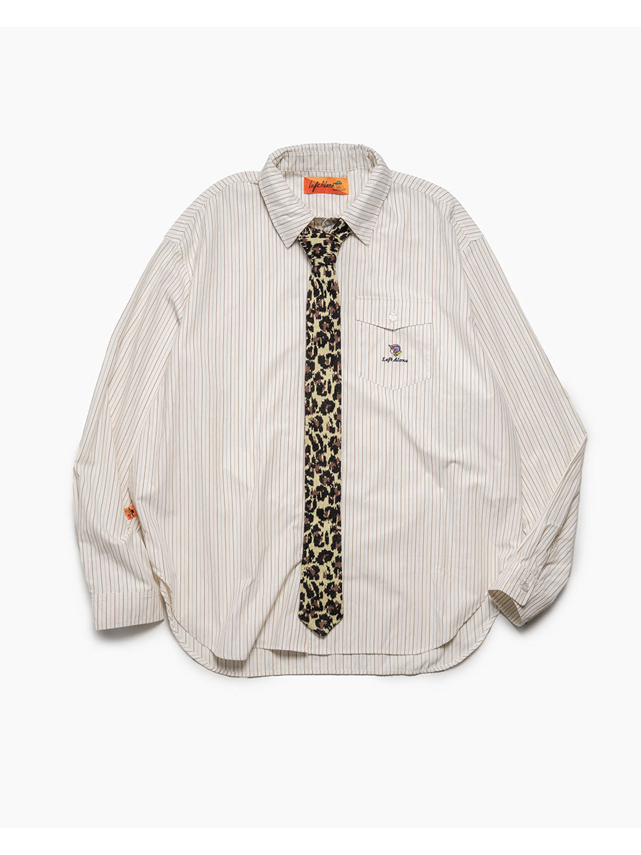 KNIT TIE LS SHIRT -STRIPE(IVORY)-