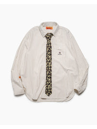 KNIT TIE LS SHIRT -STRIPE(IVORY)-