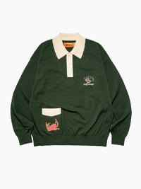 KNIT POLO -GREEN-