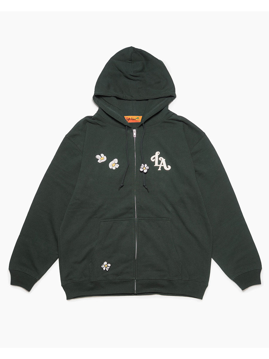 FLOWER ZIP PARKA -GREEN-