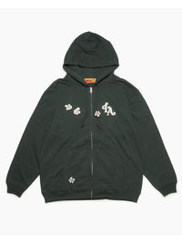FLOWER ZIP PARKA -GREEN-