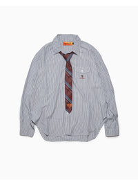 TIE STRIPE LS SHIRT -NAVY-