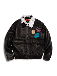 FAKE LEATHER JKT -BLACK-