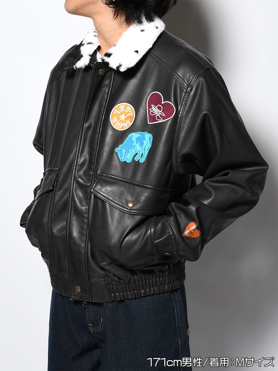 FAKE LEATHER JKT -BLACK-