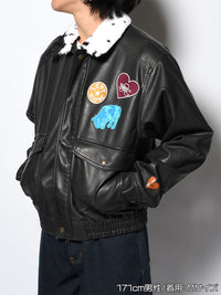 FAKE LEATHER JKT -BLACK-