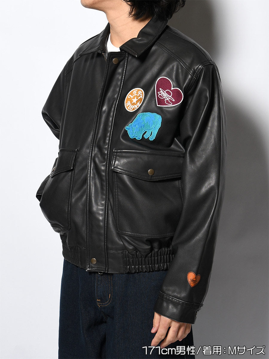 FAKE LEATHER JKT -BLACK-