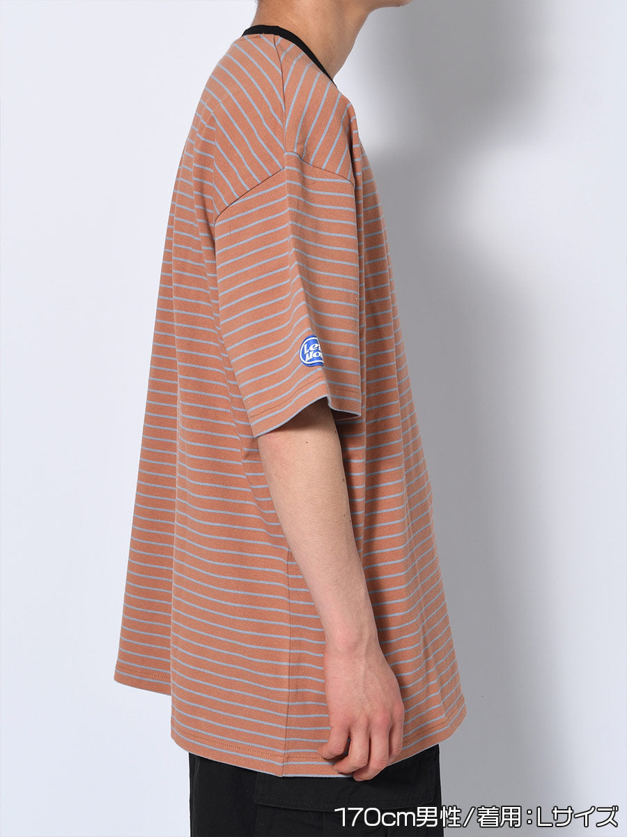 ONE POINT BORDER TEE -BROWN-