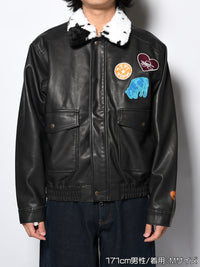 FAKE LEATHER JKT -BLACK-
