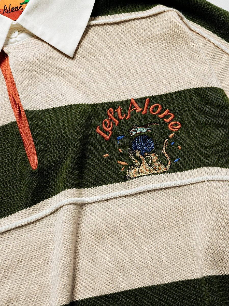 BORDER KNIT POLO -BEIGE-