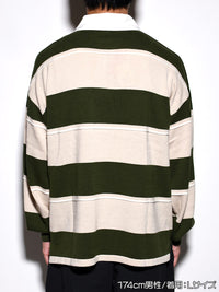 BORDER KNIT POLO -BEIGE-