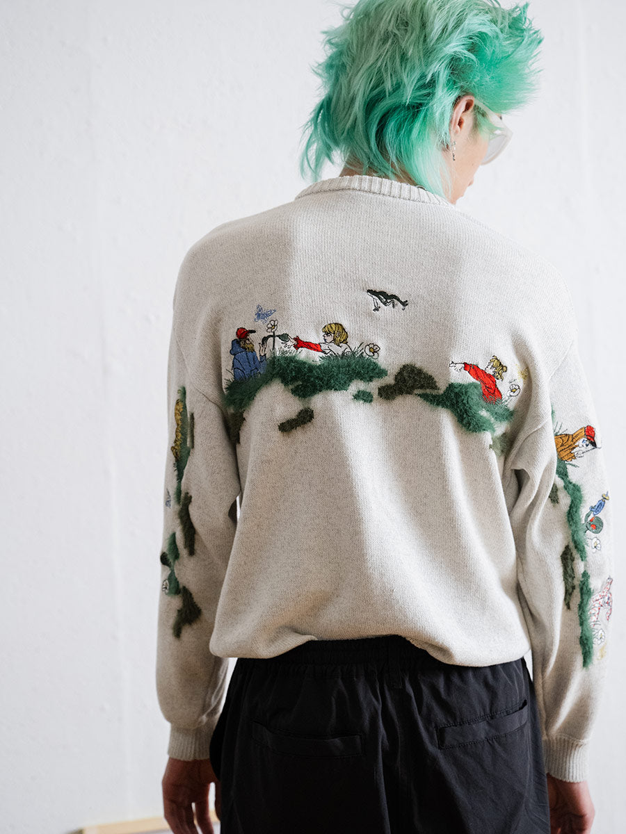 BACK INTARSIA KNIT -ASH-
