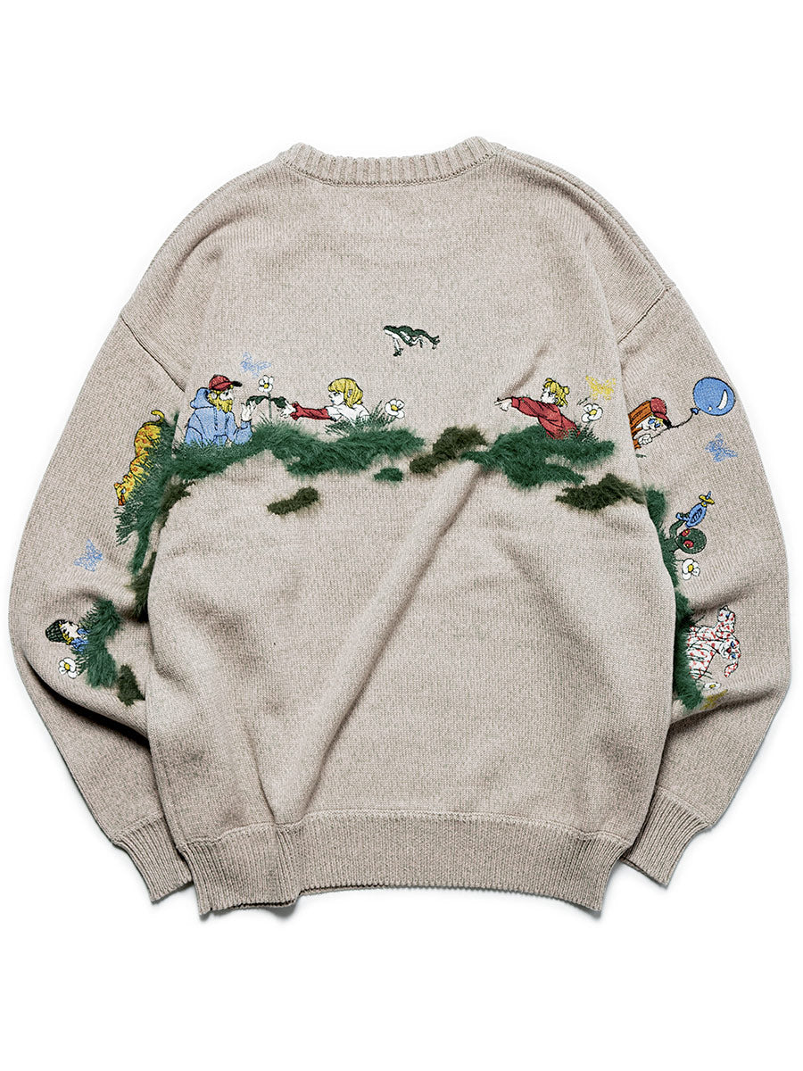 BACK INTARSIA KNIT -GREGE-