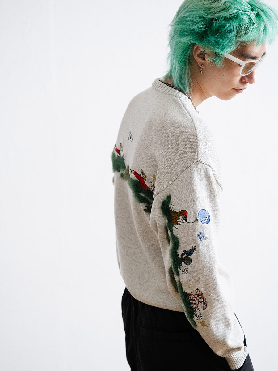 BACK INTARSIA KNIT -GREGE-