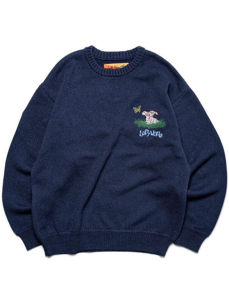 BACK INTARSIA KNIT -NAVY-