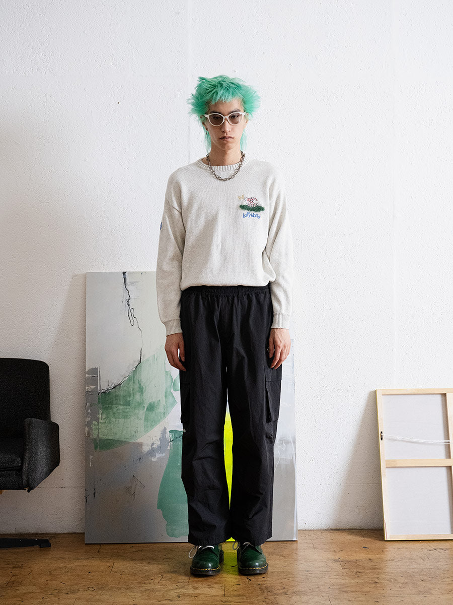 BACK INTARSIA KNIT -NAVY-