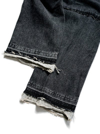 LAYERD DENIM PANTS -BLACK-