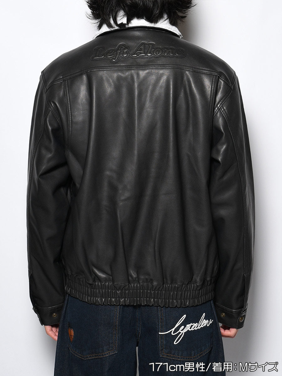FAKE LEATHER JKT -BLACK-